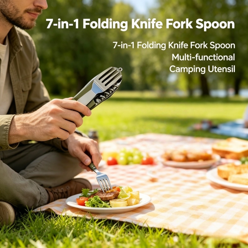 Camping Cooking Knife Set - Stainless Steel 7 in 1 Camping