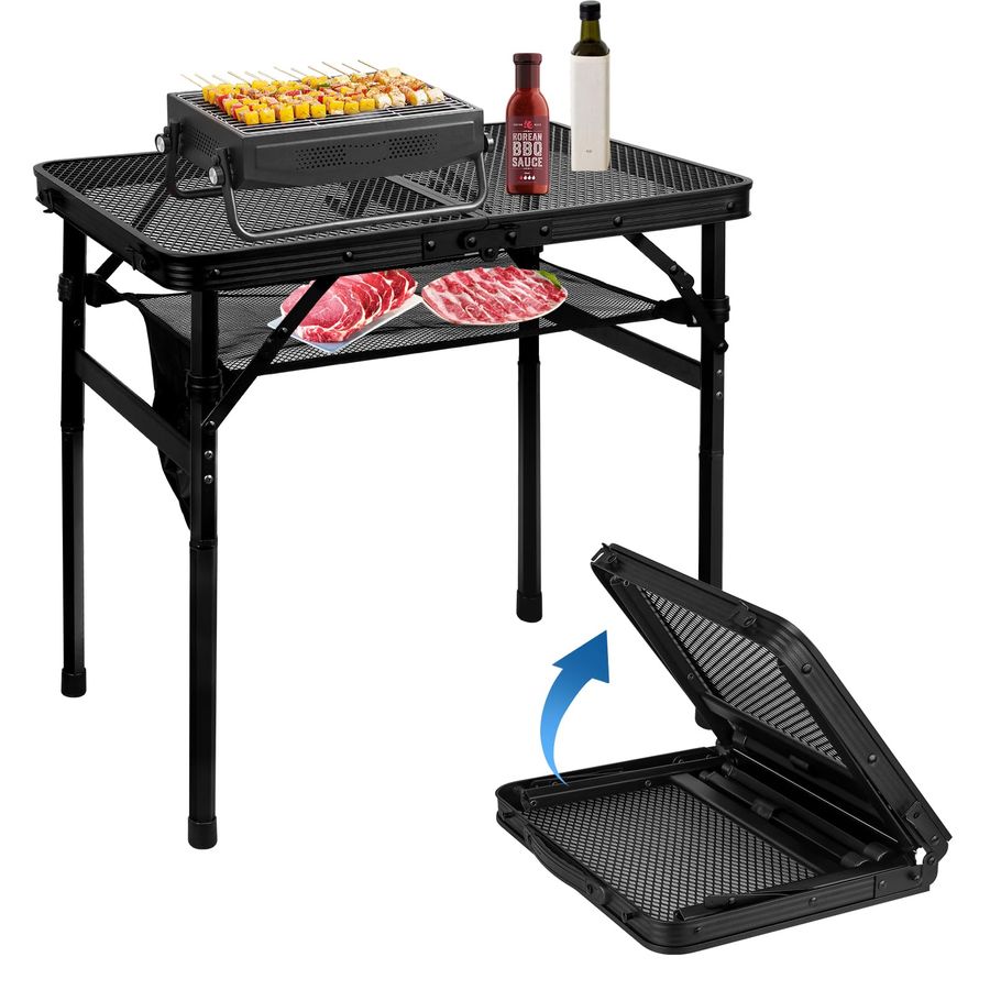 Camp Grill Portable Folding - Folding Grill Table, Height Adjustable Aluminum