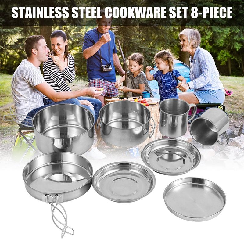 8pcs/set Stainless Steel Outdo - Camping Cooking And Cutlery Set recensione e prezzo