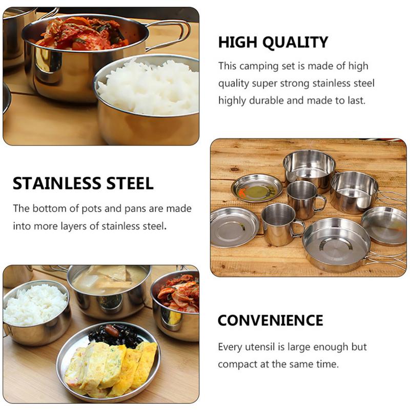 8pcs/set Stainless Steel Outdo - Camping Cooking And Cutlery Set recensione e prezzo