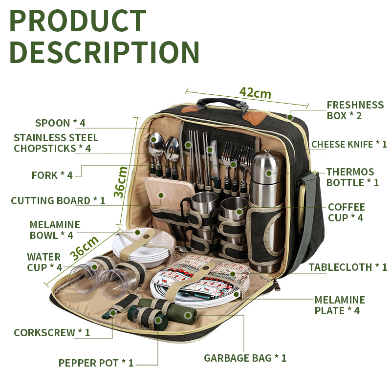 Portable Luxury Camping Picnic - Camping Cooking Set For 4 recensione e prezzo