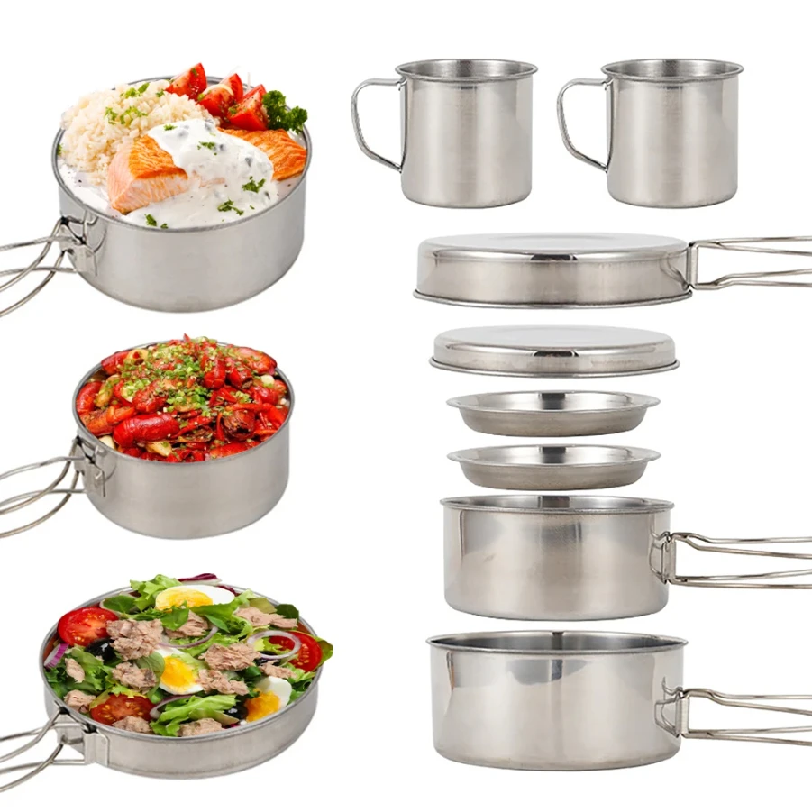8pcs/Set Camping Cookware Mess - Campfire Cooking Anime recensione e prezzo