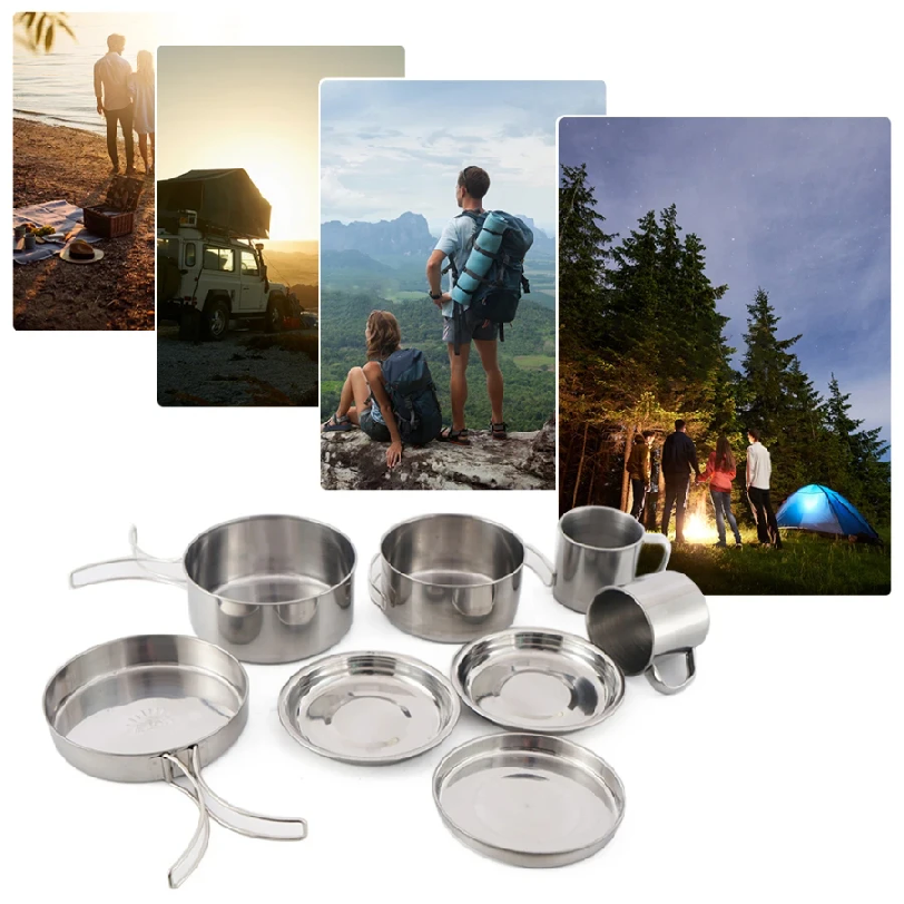 8pcs/Set Camping Cookware Mess - Campfire Cooking Anime recensione e prezzo