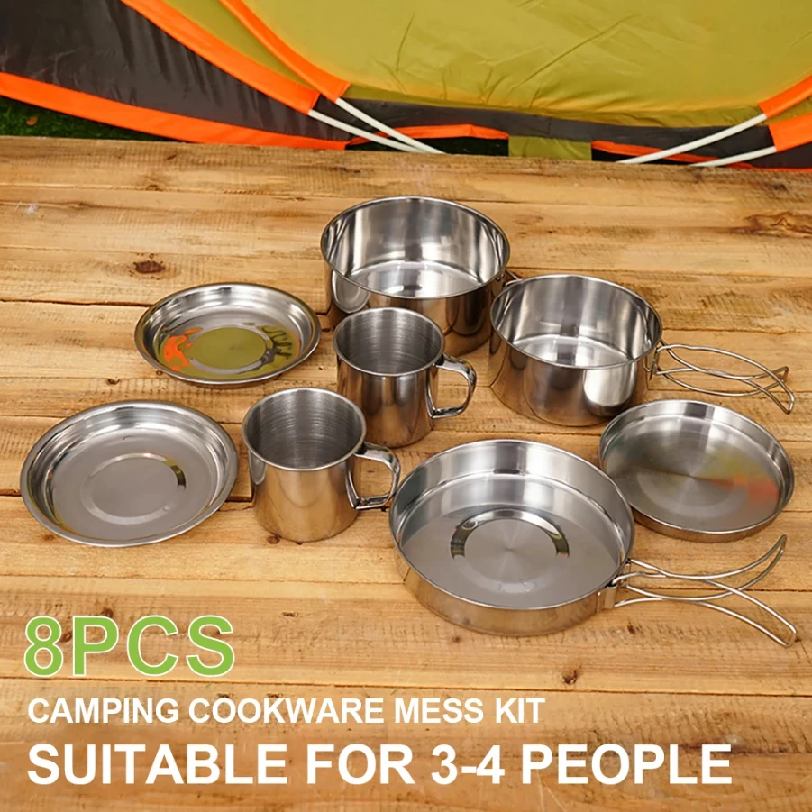 8pcs/Set Camping Cookware Mess - Campfire Cooking Anime recensione e prezzo