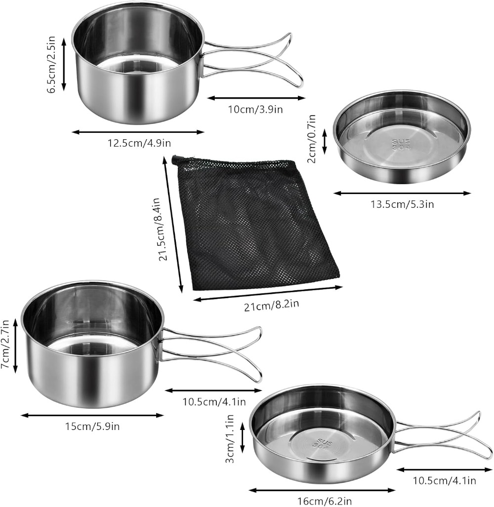 18/8 Stainless Steel Camping C - Camping Cooking Set For 4 recensione e prezzo