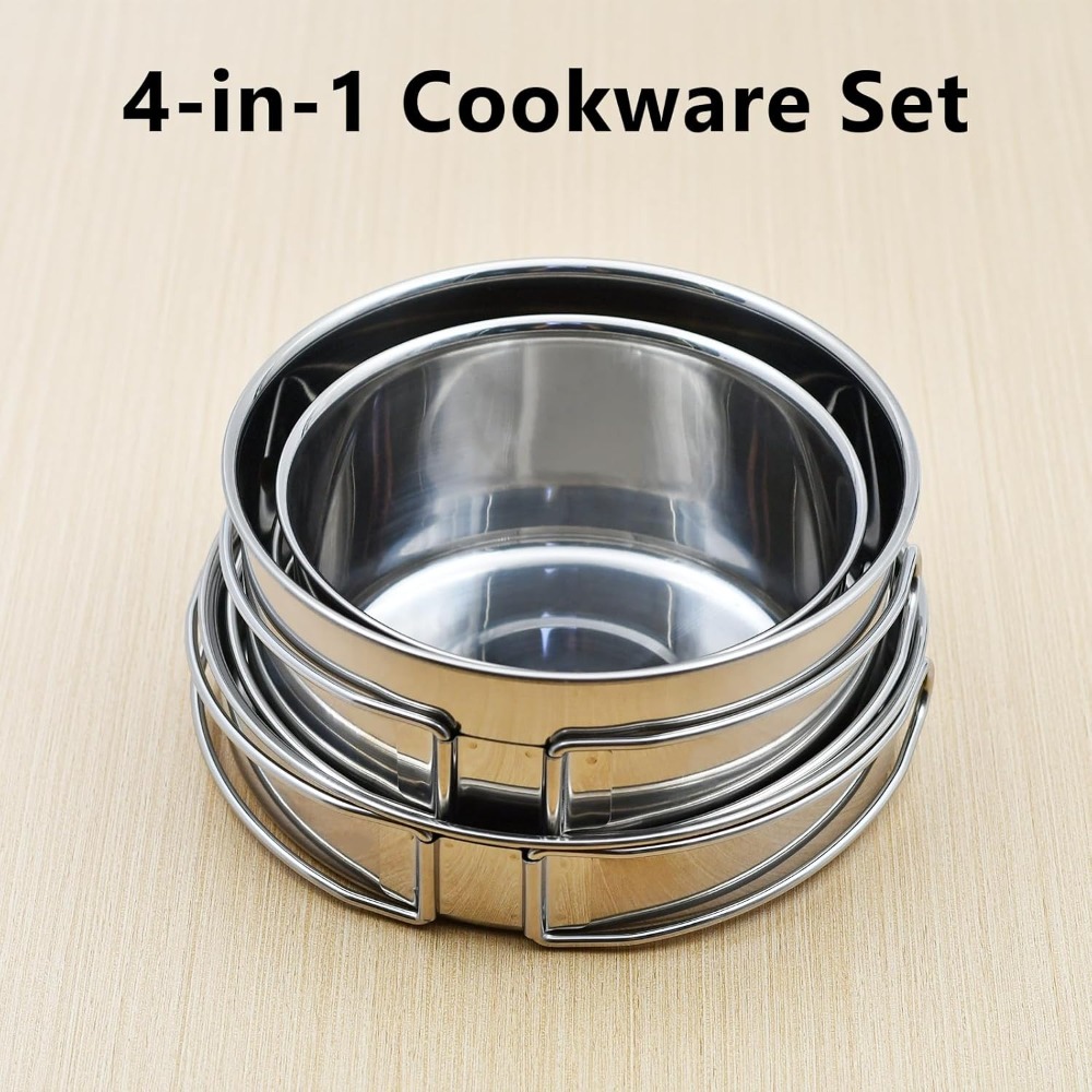 18/8 Stainless Steel Camping C - Camping Cooking Set For 4 recensione e prezzo