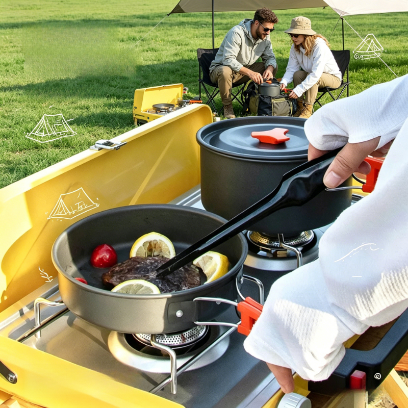 10pcs Camping Cookware Set Hig - Quality Camping Cooking Set recensione e prezzo