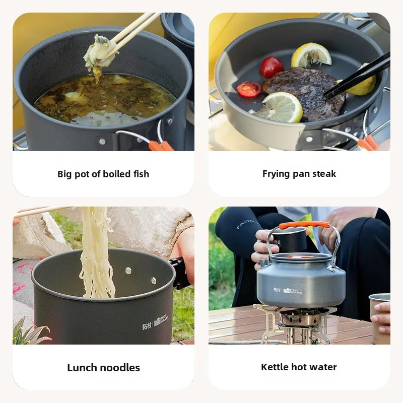 10pcs Camping Cookware Set Hig - Quality Camping Cooking Set recensione e prezzo