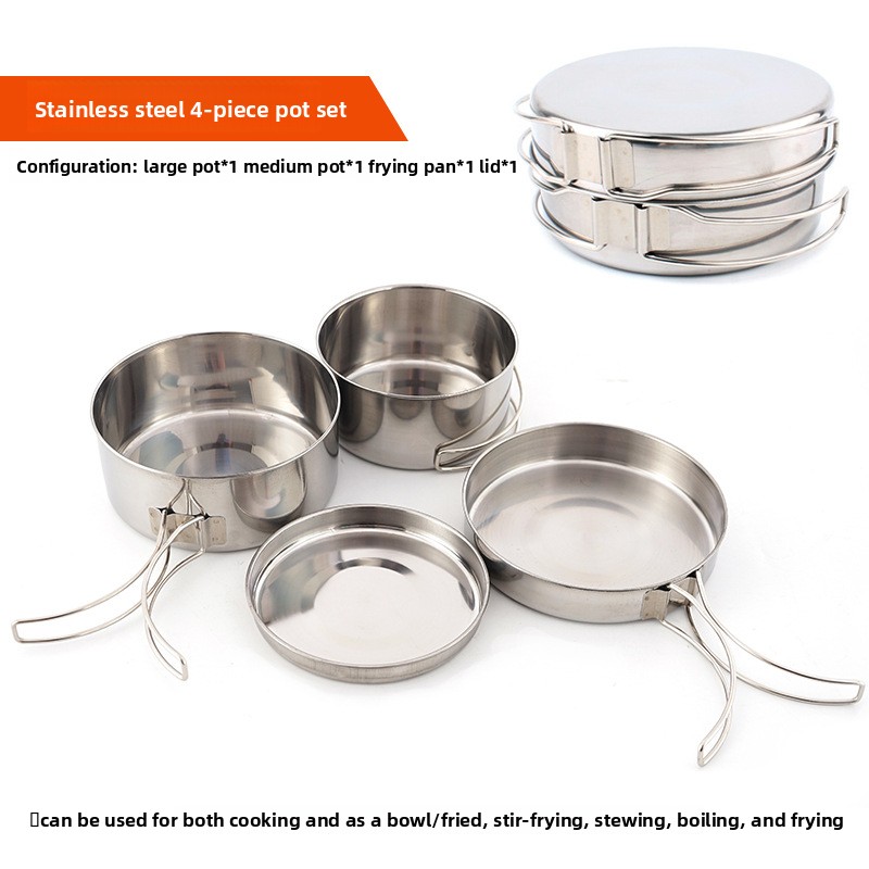 CLS 4pcs/set Stainless Steel C - Nesting Camping Cooking Set recensione e prezzo