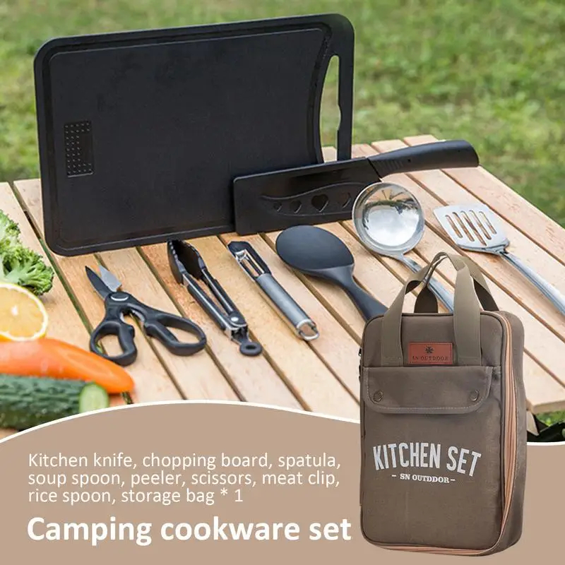 8pcs Camping Kitchen Cookware  - Camping Cooking And Cutlery Set recensione e prezzo
