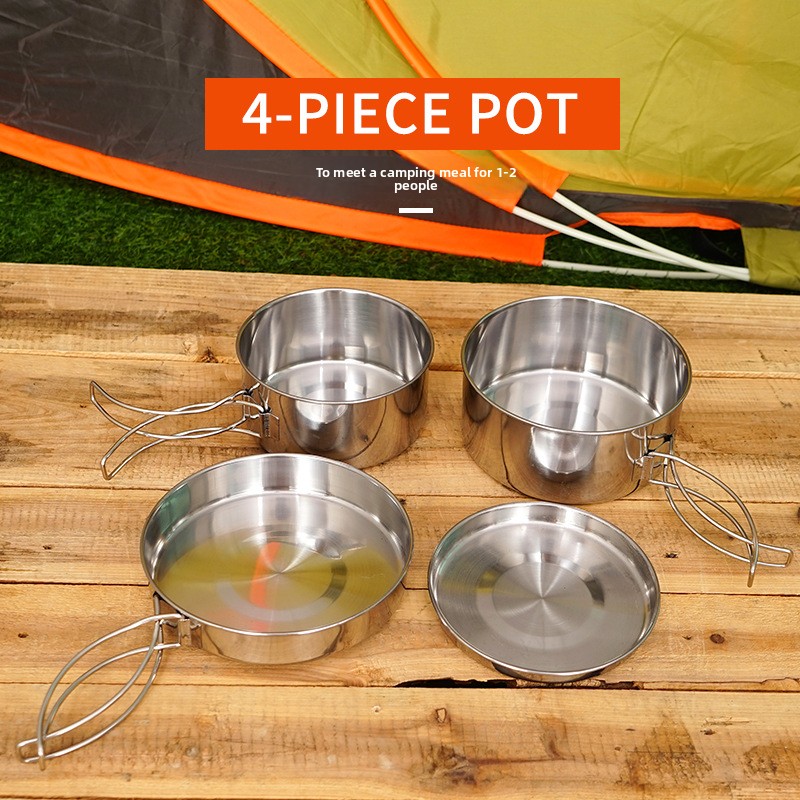 CLS 4-Piece Stainless Steel Ca - Camping Cooking Set For 4 recensione e prezzo