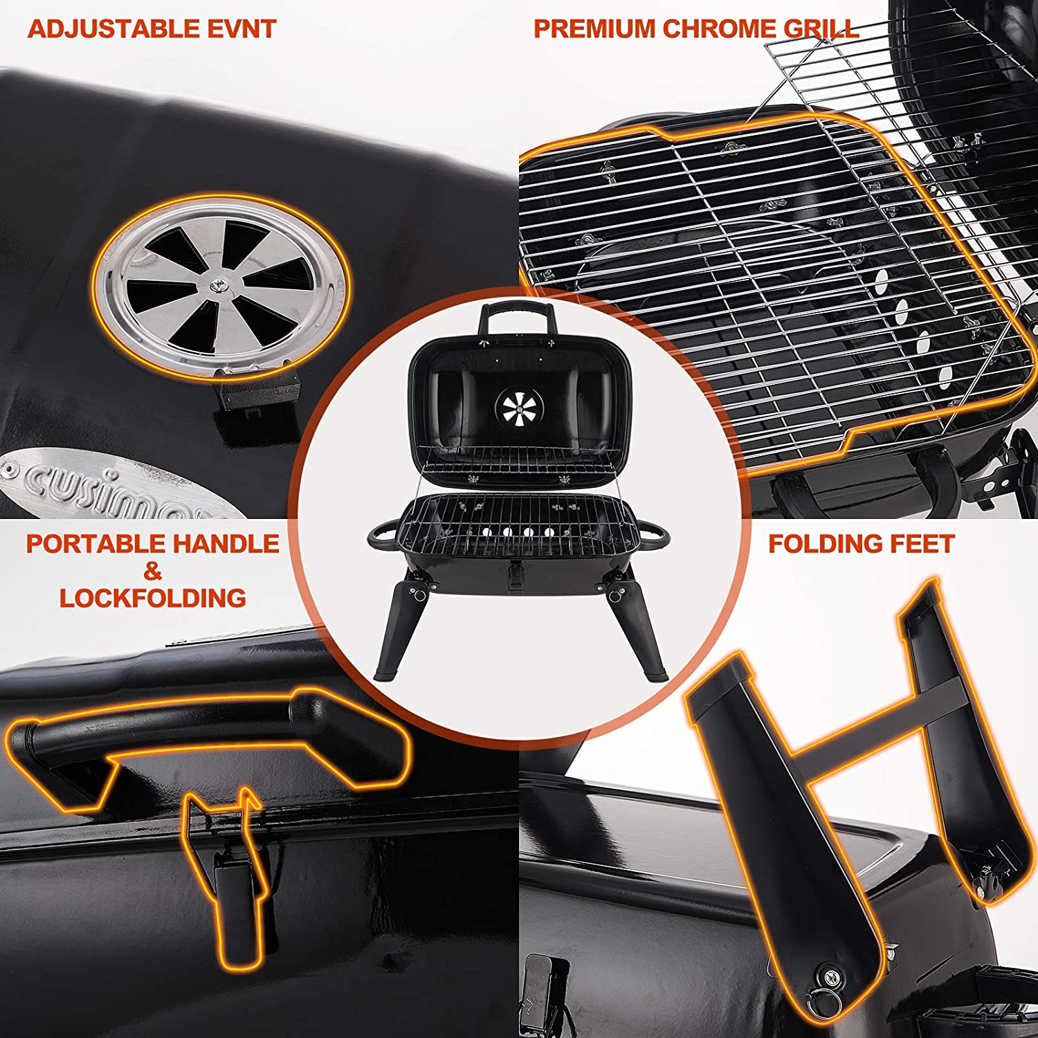 18-inch Black Charcoal Grill F - Camp Grill Portable Folding recensione e prezzo