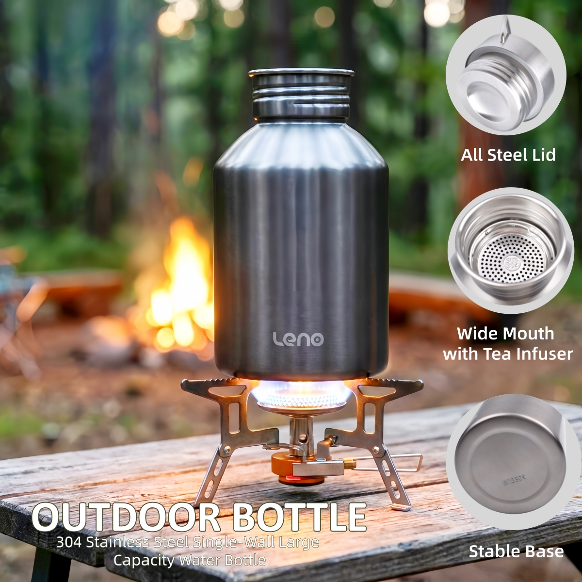 2000ML Camping Water Bottle, S - Camping Cooking On Fire recensione e prezzo