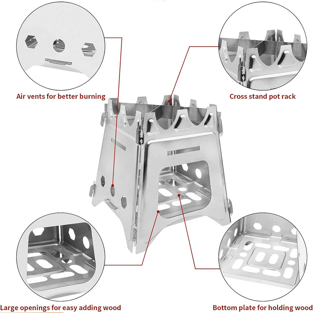 Portable Camping Wood Stove wi - Camping Cooking Open Fire recensione e prezzo